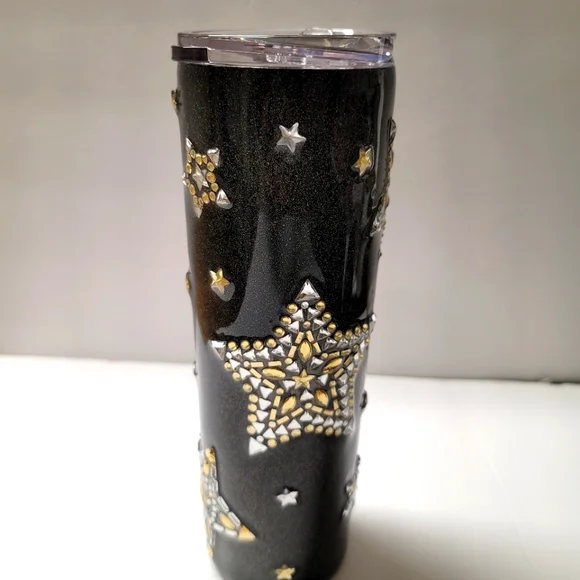 Handmade Black Sparkly Star Tumbler - Picture 2 of 10